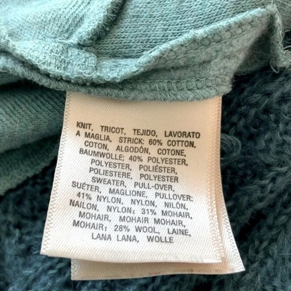 Anthropologie Regan Mix Stitch Knitted Knotted Cardigan Teal + Sea Green Small